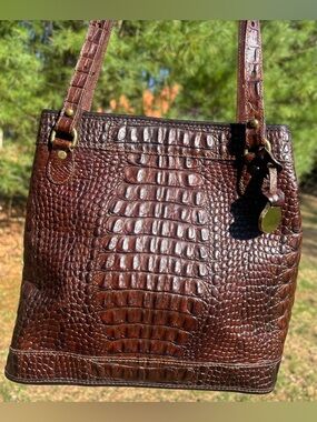 Brahmin Croc Embossed Shoulder Bag Vintage Authentic